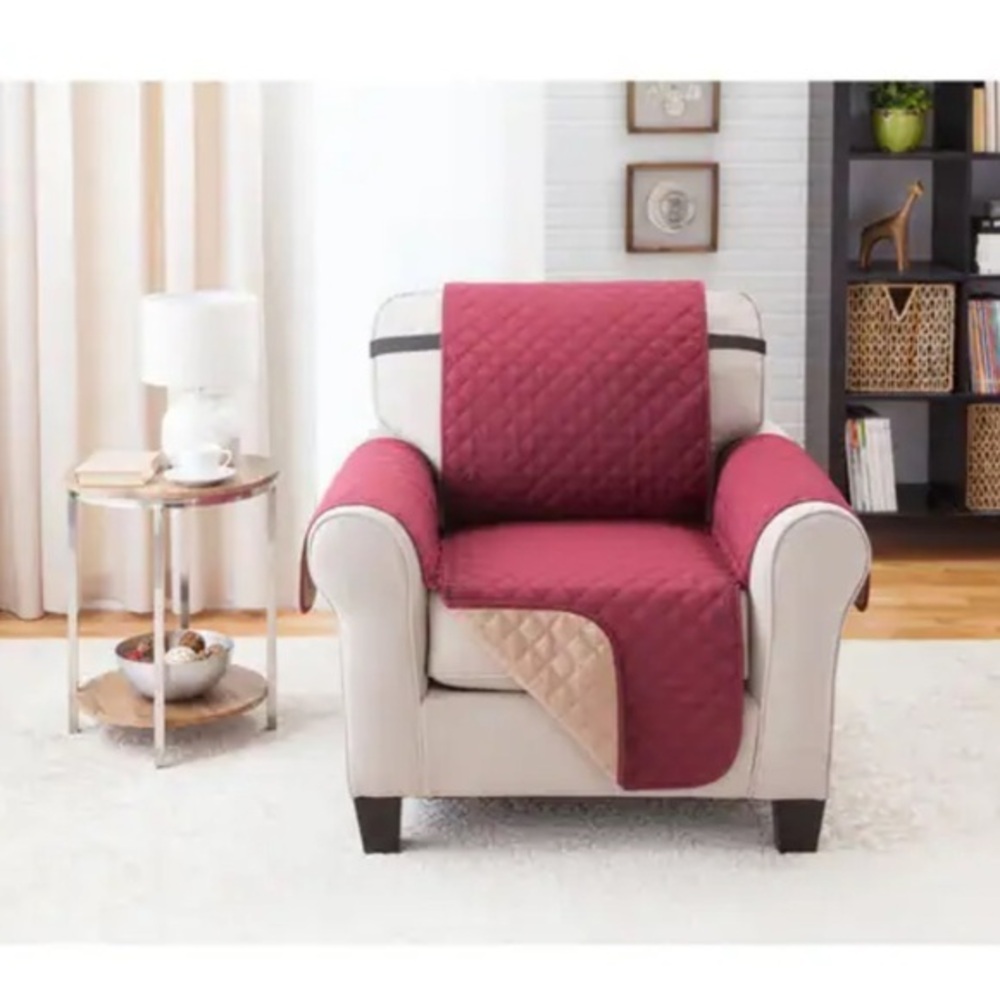 Reversible Chair Furniture Protector Burgundy/Taupe size 75”x65” - Picture 3 of 6